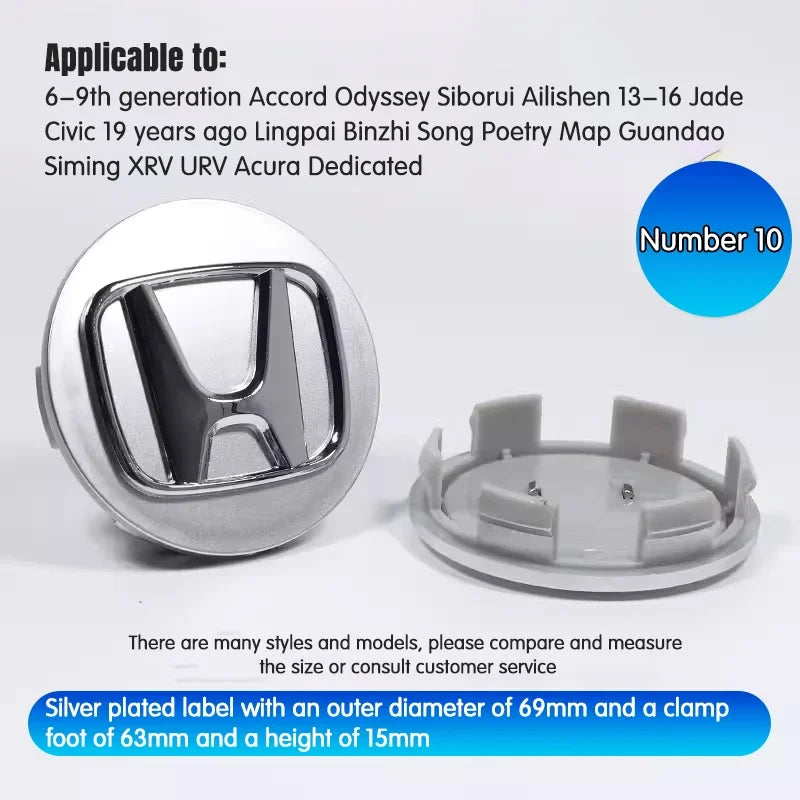 4Pcs Honda Wheel Center Hub Caps 69mm 62mm 58mm