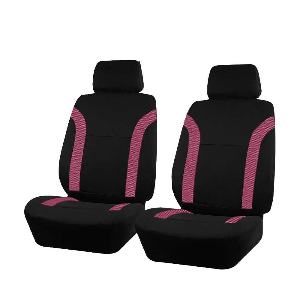 Car Seat Covers – Universal Breathable Air Mesh & Polyester Fabric - Black 2 front seat