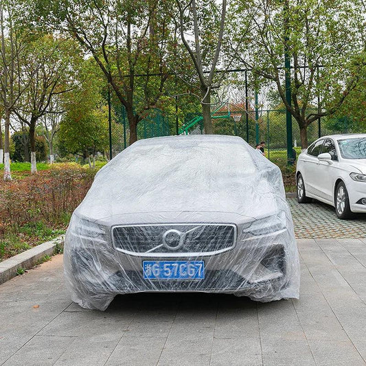 Disposable PE Film Car Cover - Transparent Dustproof Rainproof
