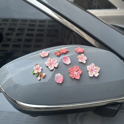 3D Peach Blossom Car Dashboard Ornament with Magnet Stick