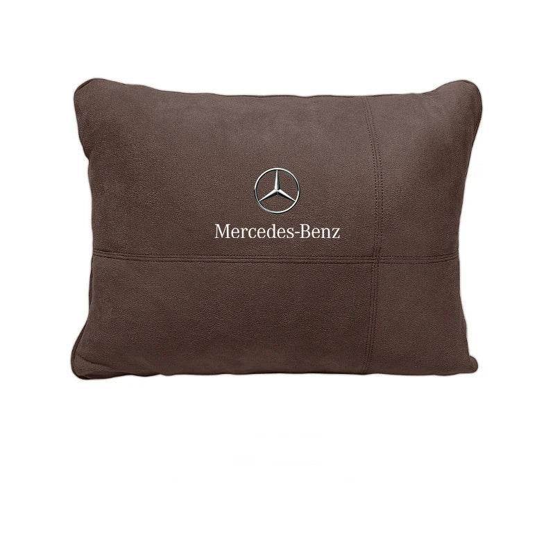Mercedes Benz Neck Pillow & Lumbar Support Cushion | For A B C E S V R-Class, CLA, GLA, GLB, GLC, GLE, SLK, A45, C43 - Cognac.