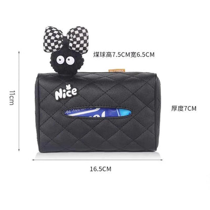 Leather Car Tissue Box Headrest Hanging Storage Bag Coal Ball Design