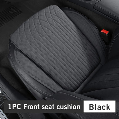 Tesla Car Seat Cushion – Nappa Leather, Breathable & Non-Slip Universal Four Seasons Pad - 1PC Black Front