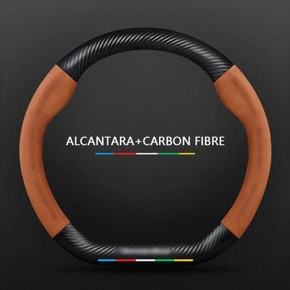 Mercedes Benz Carbon Fiber Leather Car Steering Wheel Cover - 