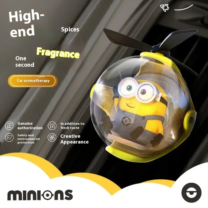 Minions Cartoon Car Air Freshener Rotating Propeller Outlet Fragrance Magnetic Design Auto Accessories Interior Perfume gift - A
