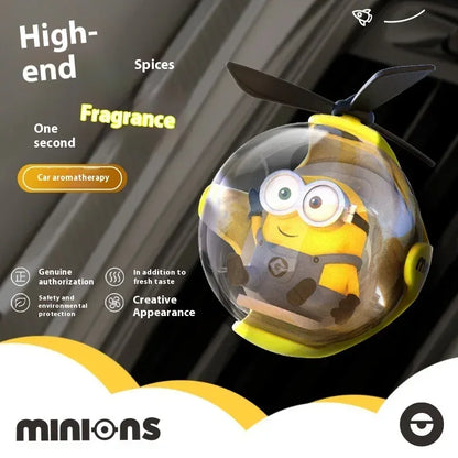 Minions Cartoon Car Air Freshener Rotating Propeller Outlet Fragrance Magnetic Design Auto Accessories Interior Perfume gift - A