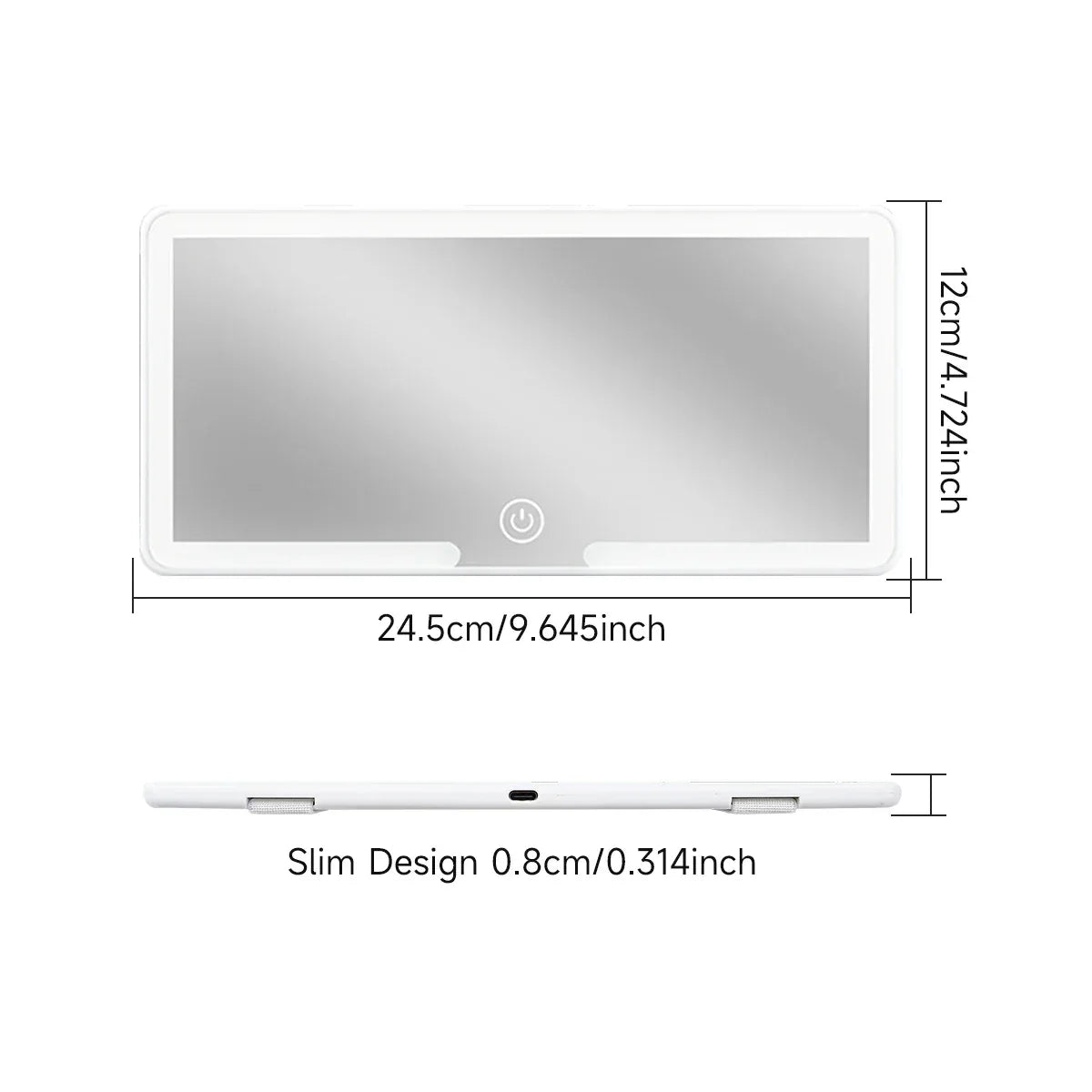 LED Car Sun Visor Makeup Mirror – Rechargeable HD Vanity Mirror - White