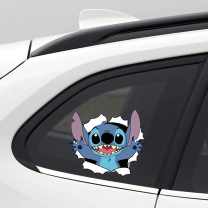 3D Stitch Broken Window Car Decal - Waterproof Auto Bumper Sticker
