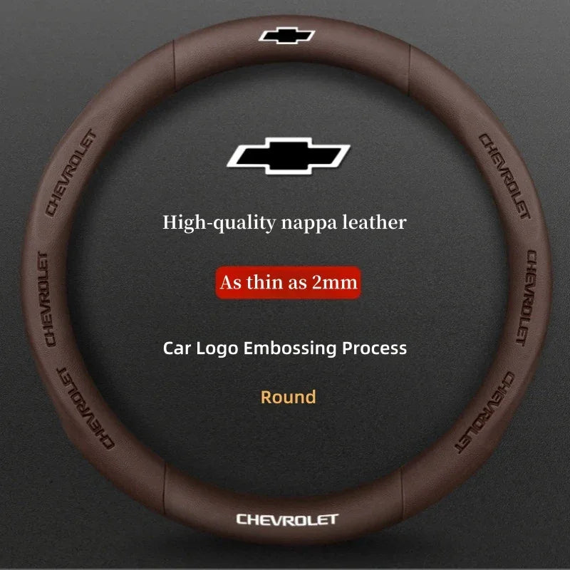 Chevrolet Cruze Silverado Tahoe 3D Embossed Steering Wheel Cover - Round Brown B