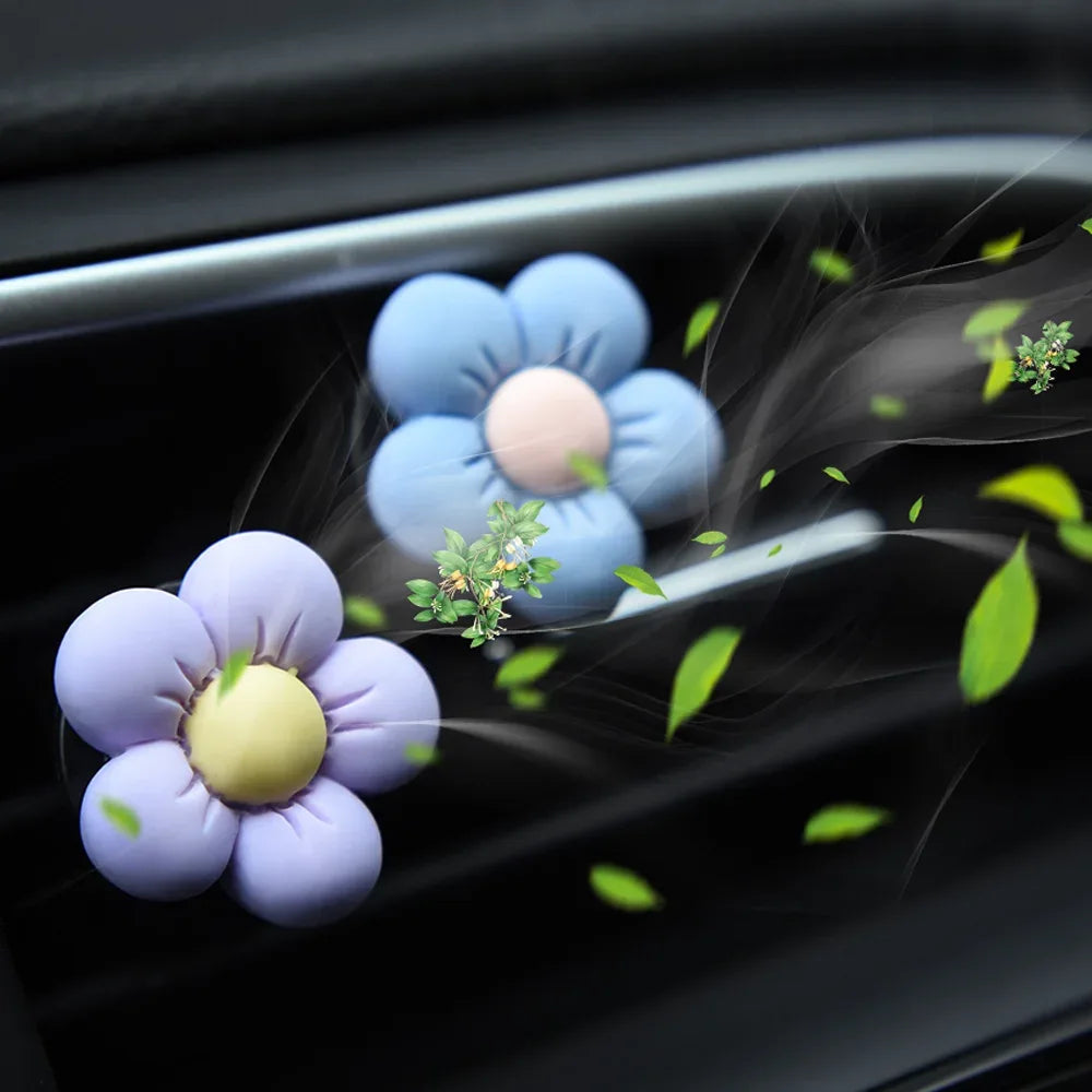 Cute Flower Car Air Vent Perfume Clip Aromatherapy Diffuser - Pink
