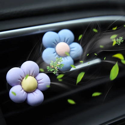 Cute Flower Car Air Vent Perfume Clip Aromatherapy Diffuser - Pink