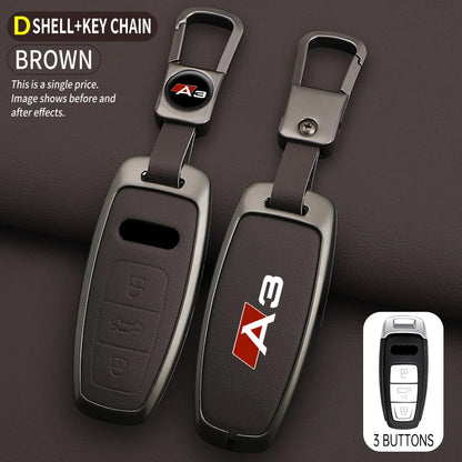 Zinc Alloy Leather Car Key Case Cover Audi A3 8P 8V 8L S3 RS3
