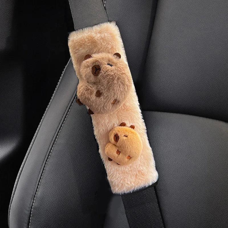 Capybara Plush Car Seat Belt Cover Universal Auto Safety Shoulder Pad