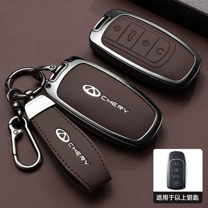 Chery Jaecoo Leather Key Case Holder with Chain - Tigo Omoda