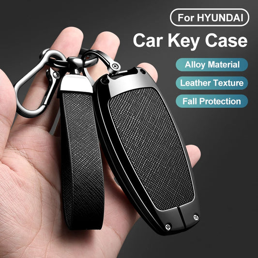 Zinc Alloy Leather Key Cover for Hyundai Santa Fe Tucson Solaris