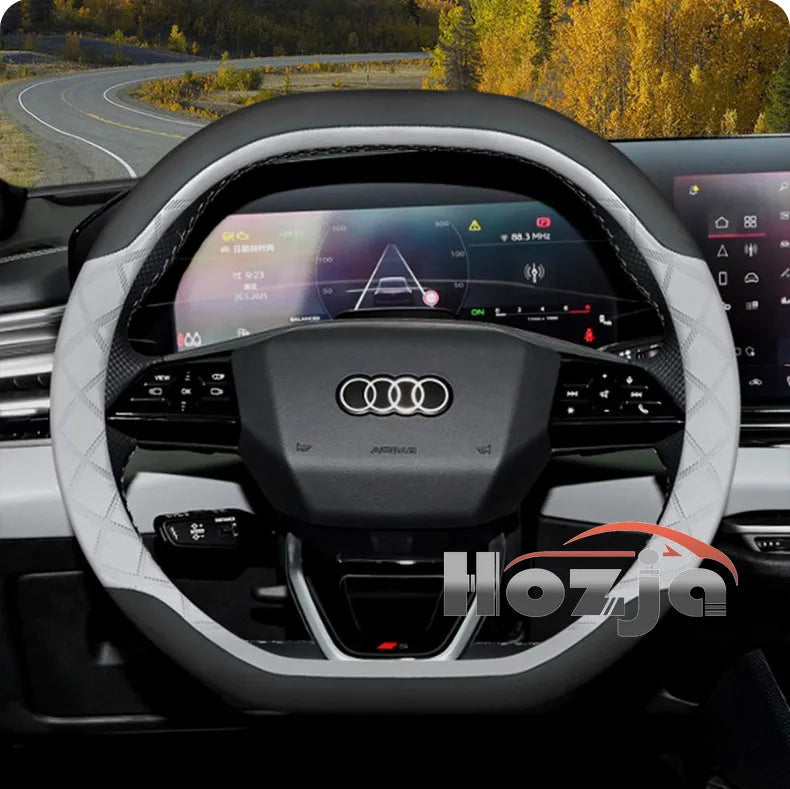 Leather Car Steering Wheel Cover for Audi Q3 Q5 A3 A5 RS3 Q7 A6 SQ5 S3 A5L 2025 2026 Accessories