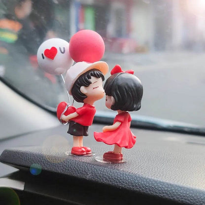 Cute Couple Dashboard Ornaments – Cartoon Kissing Figurines for Car Interior Decoration - Decoration balloons