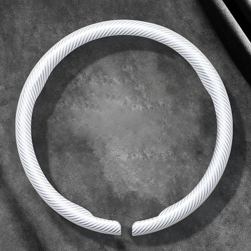 Dodge and RAM Carbon Fibre Suede Steering Wheel Cover - Round Shape / Ivory White