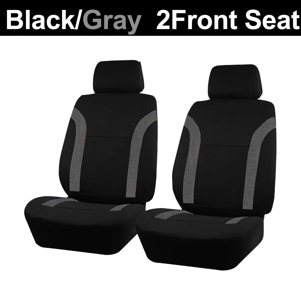 Car Seat Covers – Universal Breathable Air Mesh & Polyester Fabric - Black 2 front seat