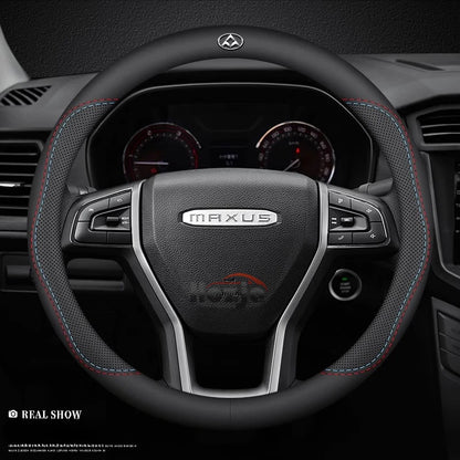 LDV Maxus Perforated Leather Steering Wheel Cover - Round Shape / Two-Tone Line with Logo