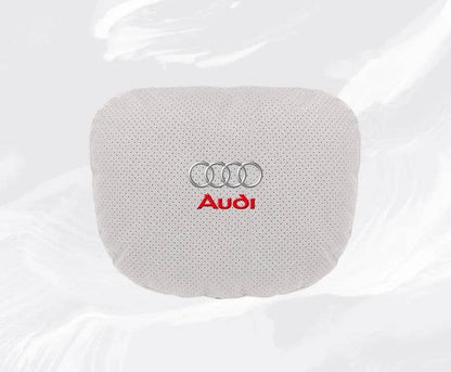 Suede Car Neck Pillow & Lumbar Support for Audi A3 A4 A5 A6 A7 A8 Q2 Q3 Q5 Q7 Q8 TT SQ5 Spine Protection - headrest 1pc brown