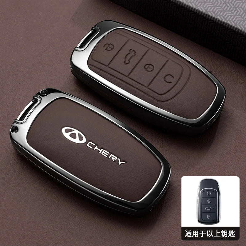 Chery Jaecoo Leather Key Case Holder with Chain - Tigo Omoda