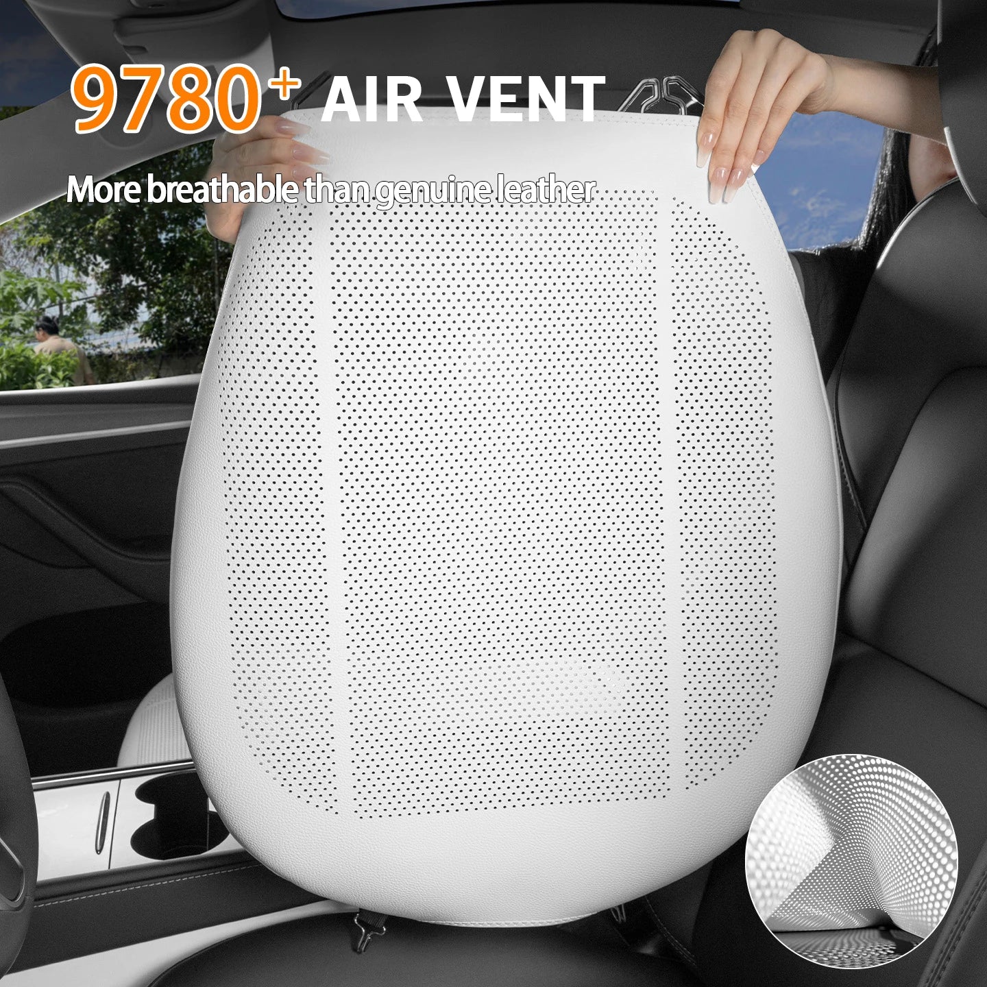Tesla Car Seat Covers – Full Surround Nappa Leather, Breathable & Sweatproof All Seasons - 1PC White Front