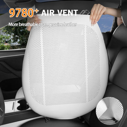 Tesla Car Seat Covers – Full Surround Nappa Leather, Breathable & Sweatproof All Seasons - 1PC White Front