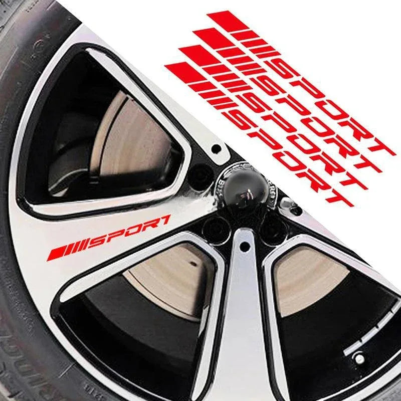4Pcs Car Wheel Rim Stickers – DIY Racing Stripes for Cars, SUVs & Trucks - Black