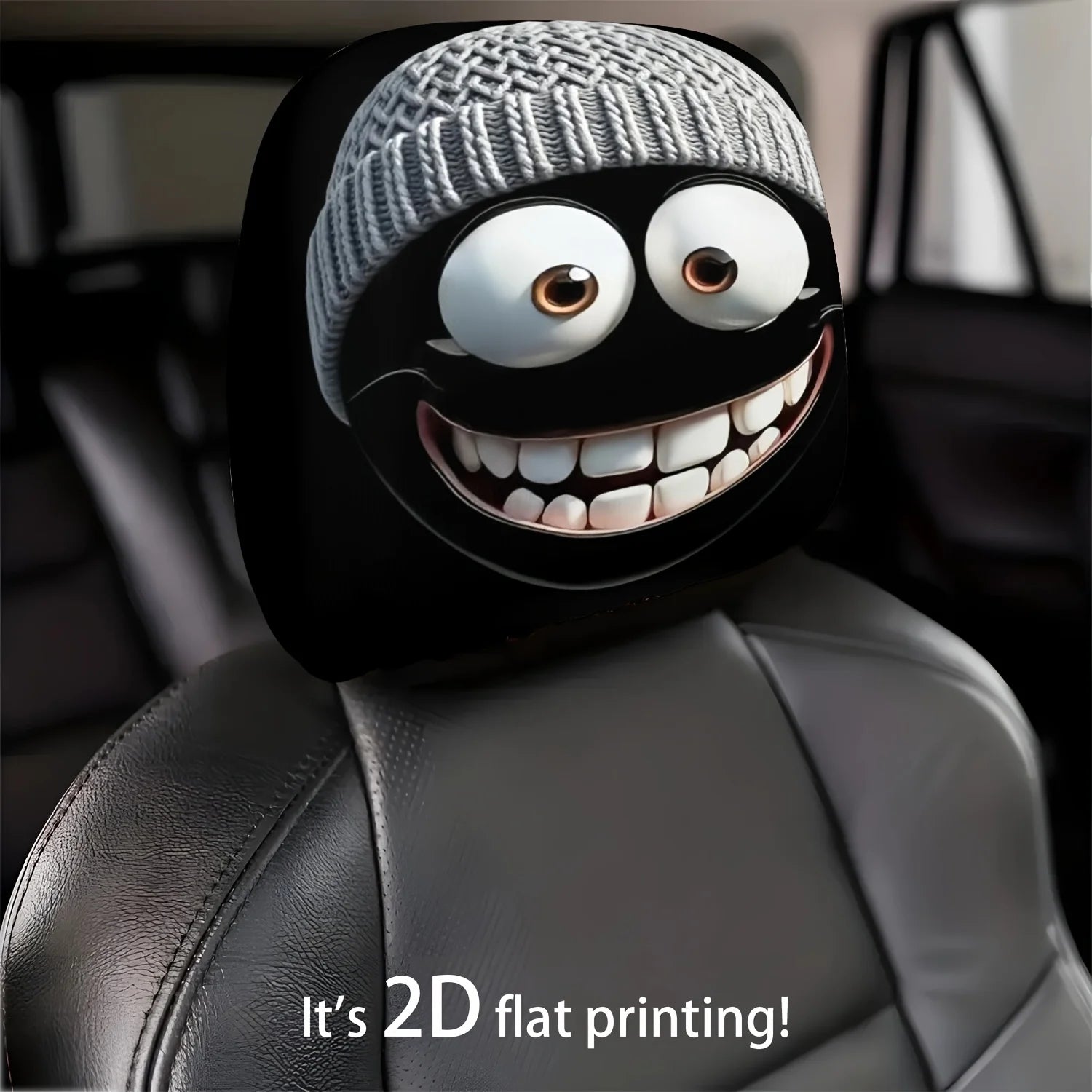 Knitted Cartoon Car Headrest Covers, Pair