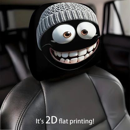 Knitted Cartoon Car Headrest Covers, Pair