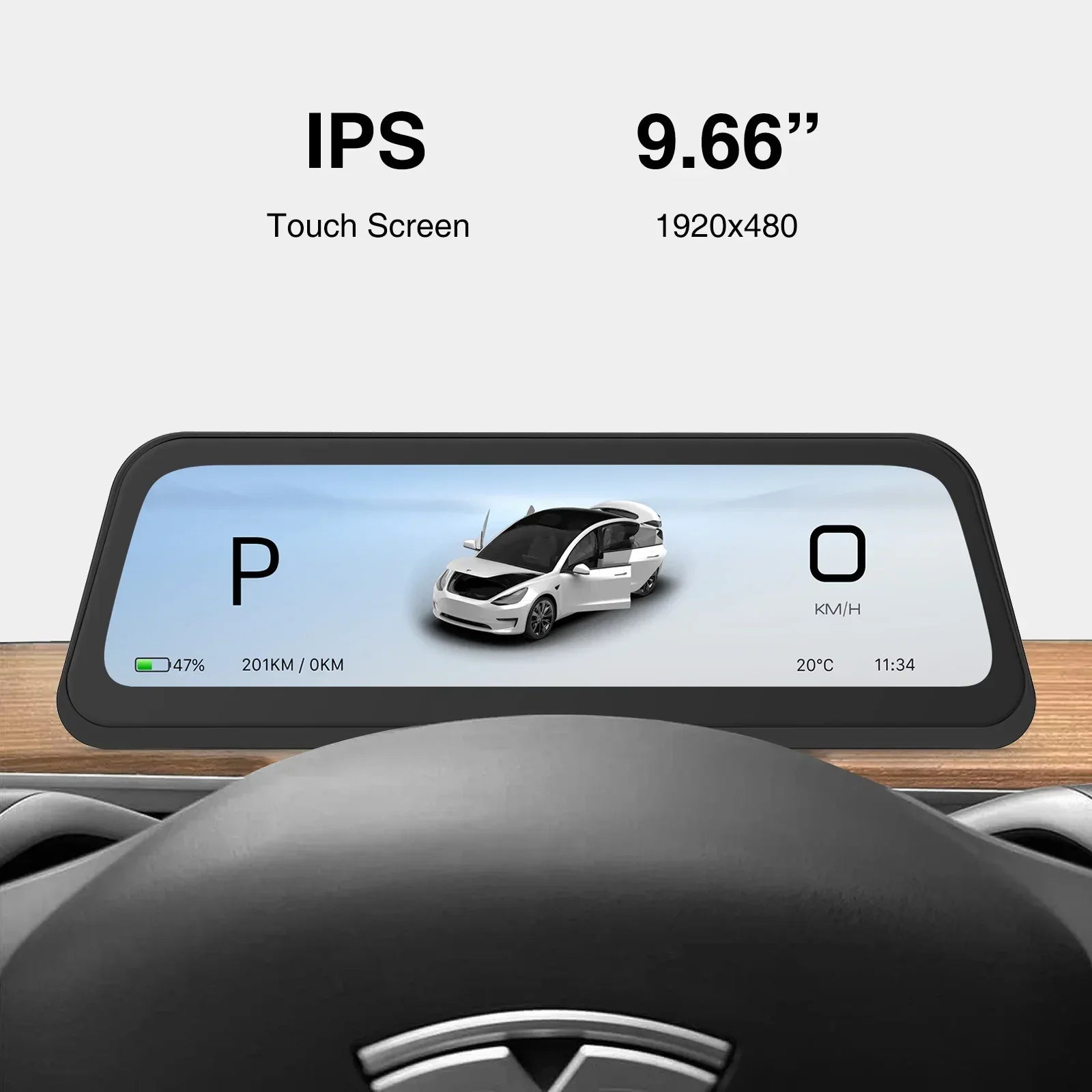9.6" Tesla HUD Display with CarPlay & Android Auto - 