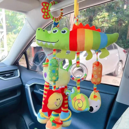 Baby Hanging Rattle Toy – Rainbow Plush Mobile for Stroller & Crib - Elephant