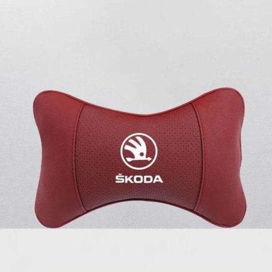 Car Seat Neck Pillow for Skoda – Compatible with Octavia, Superb, Rapid, Kodiaq, Karoq, Fabia, Kamiq & More - Mocha Brown