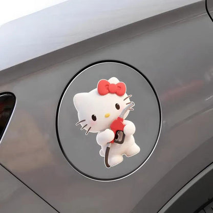 Hello Kitty Oil Cap Stickers - Waterproof Scratch-Resistant Decals