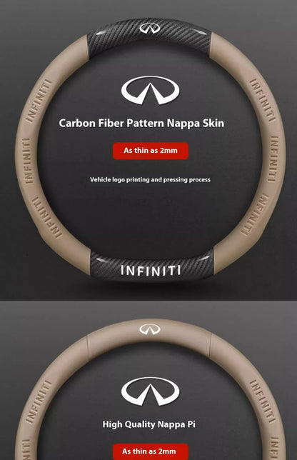Infiniti Carbon Fiber Leather Steering Wheel Cover - O Leather Red