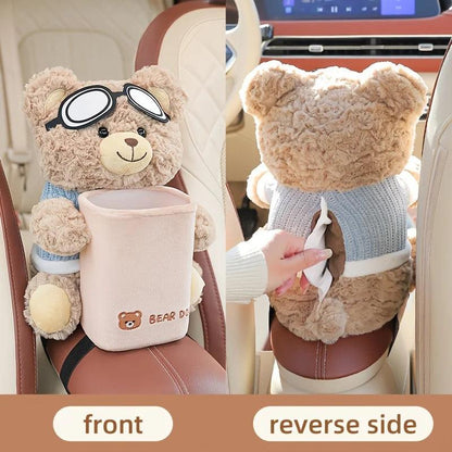 2-in-1 Car Tissue Holder Trash Can Armrest Storage Organizer
