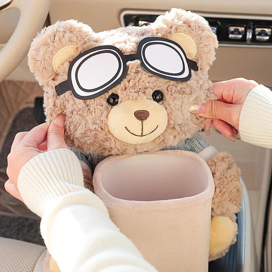 2-in-1 Car Tissue Holder Trash Can Armrest Storage Organizer