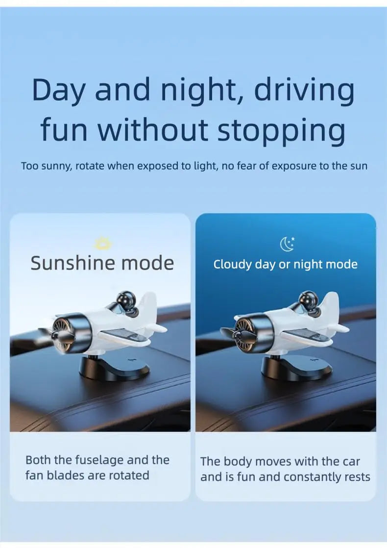 Solar Rotating Aeroplane Dashboard Ornament