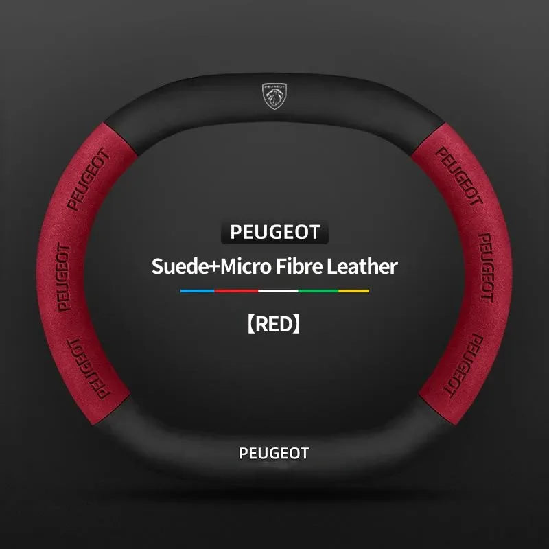 Peugeot 3008 4008 5008 208 2008 Suede Leather Steering Wheel Cover