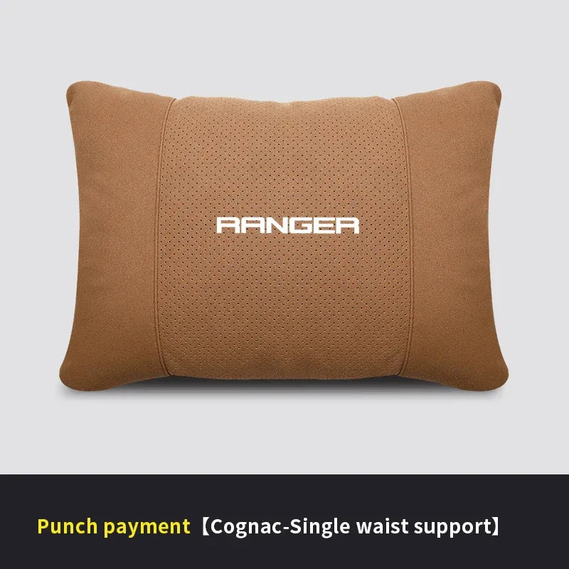 Ford Ranger Soft Neck Headrest & Lumbar Support Cushion Pillow - Lumbar Cognac