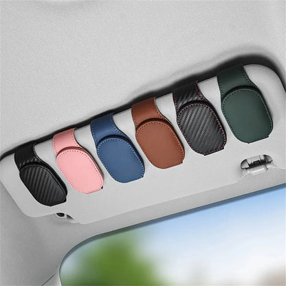 Magnetic Leather Car Visor Sunglasses Holder