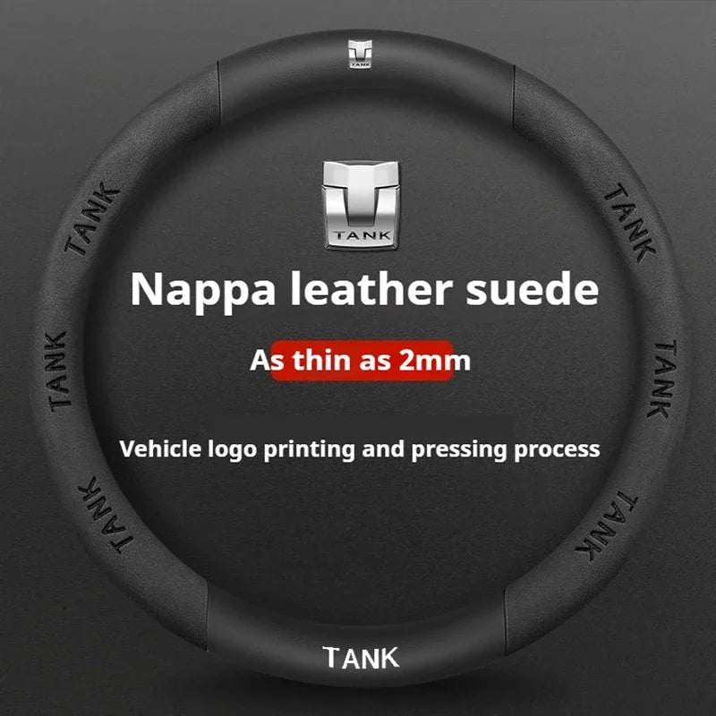 GWM Tank Suede Steering Wheel Cover - Round Shape / Black (Style F)