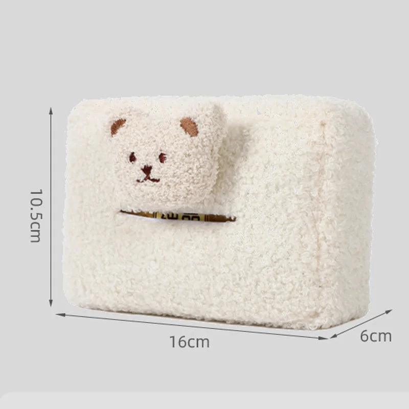Plush Bear Car Tissue Box Holder - Headrest Hanging Napkin Organizer
