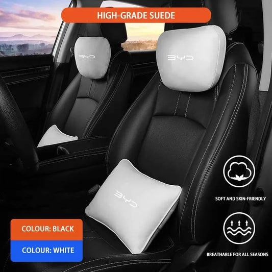 BYD Car Headrest & Waist Pillow - Headrest White