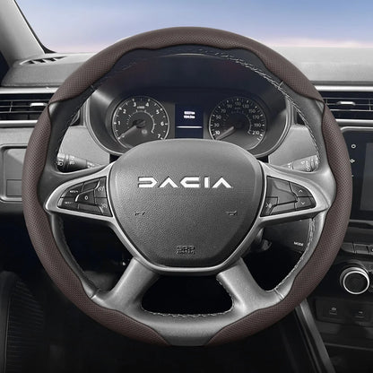 Dacia Breathable Leather Steering Wheel Cover - Round Shape / 3-Piece Set / Mocha
