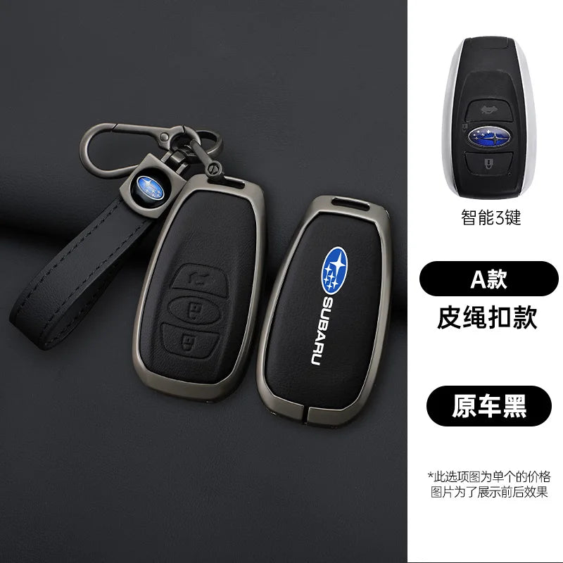 Zinc Alloy Leather Car Key Case Cover Subaru BRZ STI XV Forester