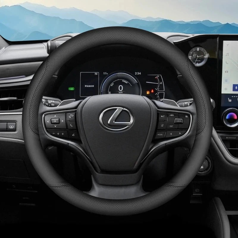 Lexus Nappa Leather Steering Wheel Cover - Black Line Black