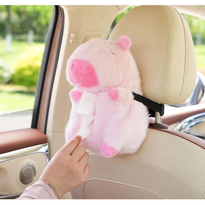Capybara Plush Hanging Car Tissue Box Holder Backseat Organizer