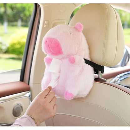 Capybara Plush Hanging Car Tissue Box Holder Backseat Organizer